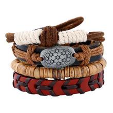 Vintage Punk Wave Multilayer Leather Bracelet Men Fashion