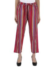 Pkshee  Red Stripe Cotton Pants For Women