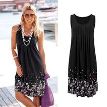 Oufisun Summer Sleeveless Floral Print Loose Dress Fashion