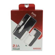 Akekio AC10 LIGHTNING White 2.IA Smart USB Charger For IOS Apple Phone & Tablets