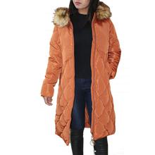 Orange Solid Longline Puffer Jacket