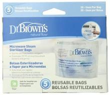 Dr. Brown's 960 Microwave Steam Sterilizer Bag 5-Pack  (20 Uses Per Bag)