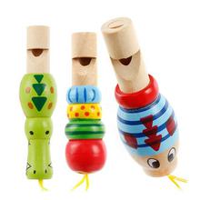 Wooden Cartoon Animal Whistle Educational Music Instrument Toy for Baby Kid Random Color