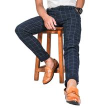 Virjeans Stretchable Cotton Check Blue Chinos Pant for Men (VJC 714) 4