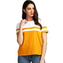 AELOMART Women's Cotton Round Neck Mustard Half Sleeve