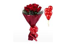 Red Roses Bouquet with Balloon