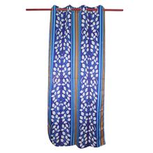 Curtains Buy 2 Get 2 Free [4pcs] [White Leaf Design] - Blue