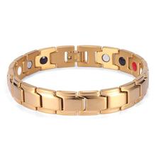 Bio Magnetic Bracelet 4 in 1 Health Energy Gold Plated Stainless Steel Power Therapy Magnetic Bracelet For Men/Women