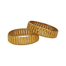 Flower Bed Golden Bangles 1 Pair