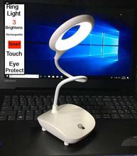 Smart Touch Sensor Rocklight Rechargeable LED Table Study Lamp with 3 Brightness Level with Flexible Emergency Light (White)