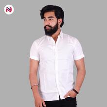 Nyptra White Lining Half Sleeves Cotton Shirt For Men