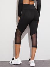 Contrast Mesh Capris Sports Leggings