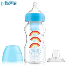 Dr. Brown's Wb91605-P3 9 Oz/270 Ml Options+ Wide-Neck Blue Deco Bottle W/ Sippy Spout (+L3 Nipple In Bottle)