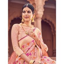 Style Lifestyle Designer Banarasi Pink Saree with Elegant Floral Design With Jari & Woven Border with Pink Blouse for Wedding, Party and Festival