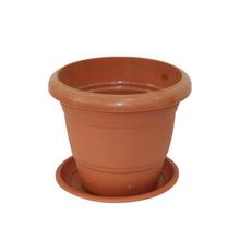 Gem Brown Plastic 6" Diameter Flower Pot With Plate - 7900 – Small