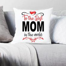 Mom In The World Printed White Cushion