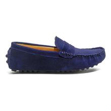 Navy Blue Suede Slip On Loafers For Men