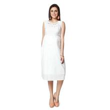 Nine Maternity White Solid Dress For Women - 5382