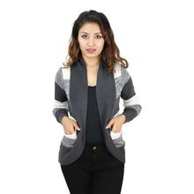 Grey/White Striped Shrug For Women