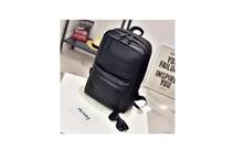 Black PU Leather Shoulder Laptop Backpack