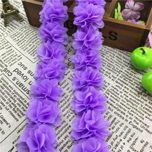 New 26 pcs 8 leaves flowers Chiffon Three-Dimensional Flowers Decoration Handmade DIY Garment Accessories Handcrafted Fabric