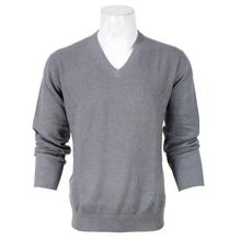 Grey Cashmere V-Neck Sweater For Men