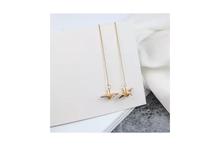 Gold Cute Swan Long Tassel Dangle Stud Earring