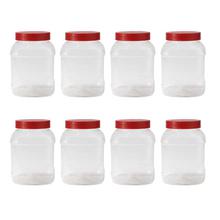 Red Set Of 8 Transparent 5" Plastic Spice Jar
