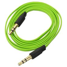 YG-35 3.5mm M-M Audio Connection Flat Cable - Green + Black (104cm)