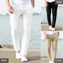 Men’s Linen Casual Summer Slim Straight Trousers