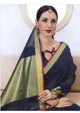 Stylee Lifestyle Navy Blue Kota Silk Woven Saree -1536