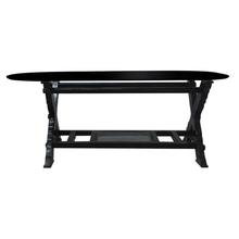 Wooden Glass Top Designed Table - Black