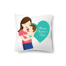 Mother's Day Cushion ( Mom & Small Baby With Green Color Heart Print)