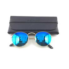 Round shaped Blue lenses and black framed Grey Jack sunglasses for unisex
