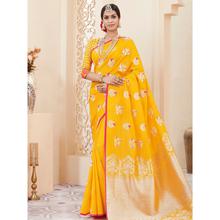Stylee Lifestyle Yellow Banarasi Silk Jacquard Saree