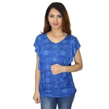 Blue Printed Flared T-Shirt For Women (WTP4698)