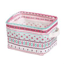 Seluna Desktop Storage Basket Cute Printing Waterproof Organizer Cotton Linen Sundries Storage Box Cabinet Underwear Storage Bag