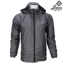 Grey Polyester Solid Windcheater For Men