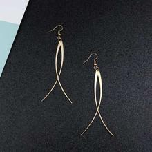 Golden Elegant Geometric Curved Line Alloy Dangle Earrings