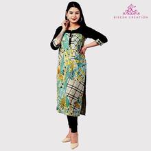 Women Floral Printed Long Kurti With Cotton Leggings Set - Blue