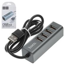 Hoco Usb Hub “Hb1” Usb-A To Four Ports Usb 2.0 Charging And Data Sync -Black