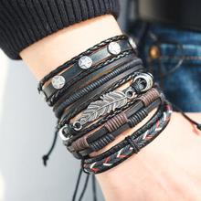 17KM Vintage Multiple Charm Bracelets Set For Men