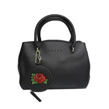 Black Handbag With Rose Embroidered Pouch For Women - 6147