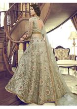 Stylee Lifestyle Green Net Embroidered Dress Material -2060