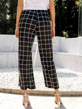 Plaid Slit Side Drawstring Waist Pants