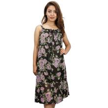 Black Floral Sleeveless Dress For Women