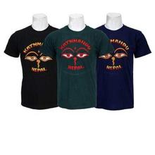 Pack Of 3 Eye Embroidered 100% Cotton T-Shirt For Men-Black/Green/Blue