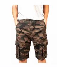 Green Camo Cotton Cargo Shorts For Men