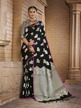 Stylee Lifestyle Black Banarasi Silk Jacquard Saree -1488