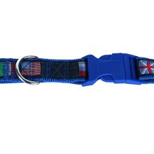 Flag Printed Coffee/Blue/Red Dog Neck Belt 1.5 cm